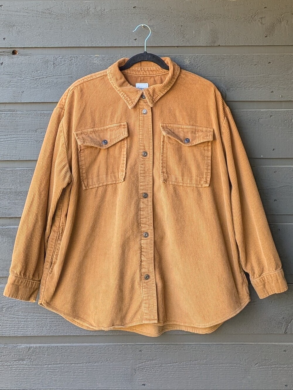 Kensie Jeans Corduroy Shirt Jacket Camel Tan Size XL Pockets